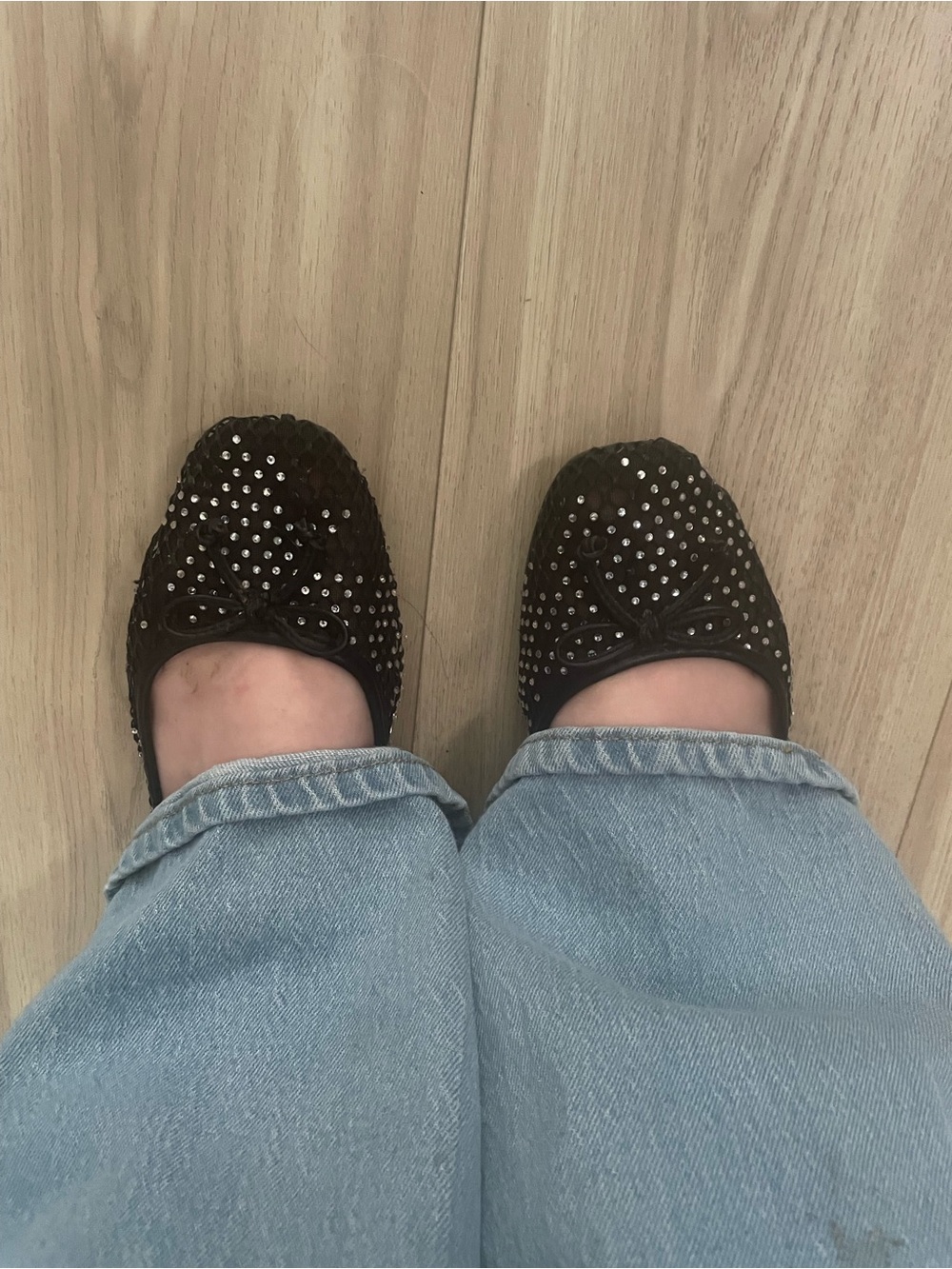 Women's well loved Black Studded Ballet Flats